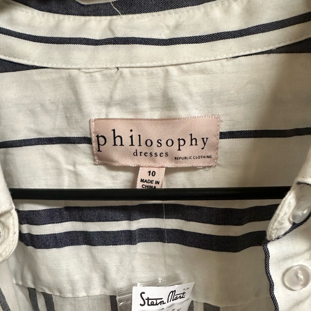 Philosophy Button-front Blue Striped Shirt Dress - Picture 4 of 10